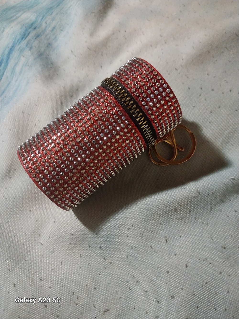 Unbranded Red Crystal Rhinestone Bag Charm/ Keychain Lipstick Holder/Pouch